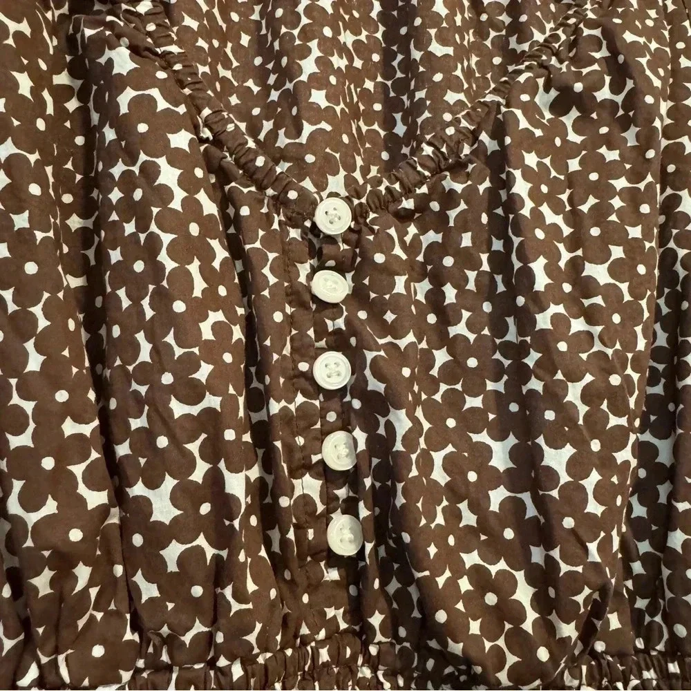 J. Crew Floral Blouse Smocked Waist Long Sleeve V Neck Lightweight S
